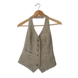Anne Fontaine Nacera Lace Overlay Vest Halter Top Size 36